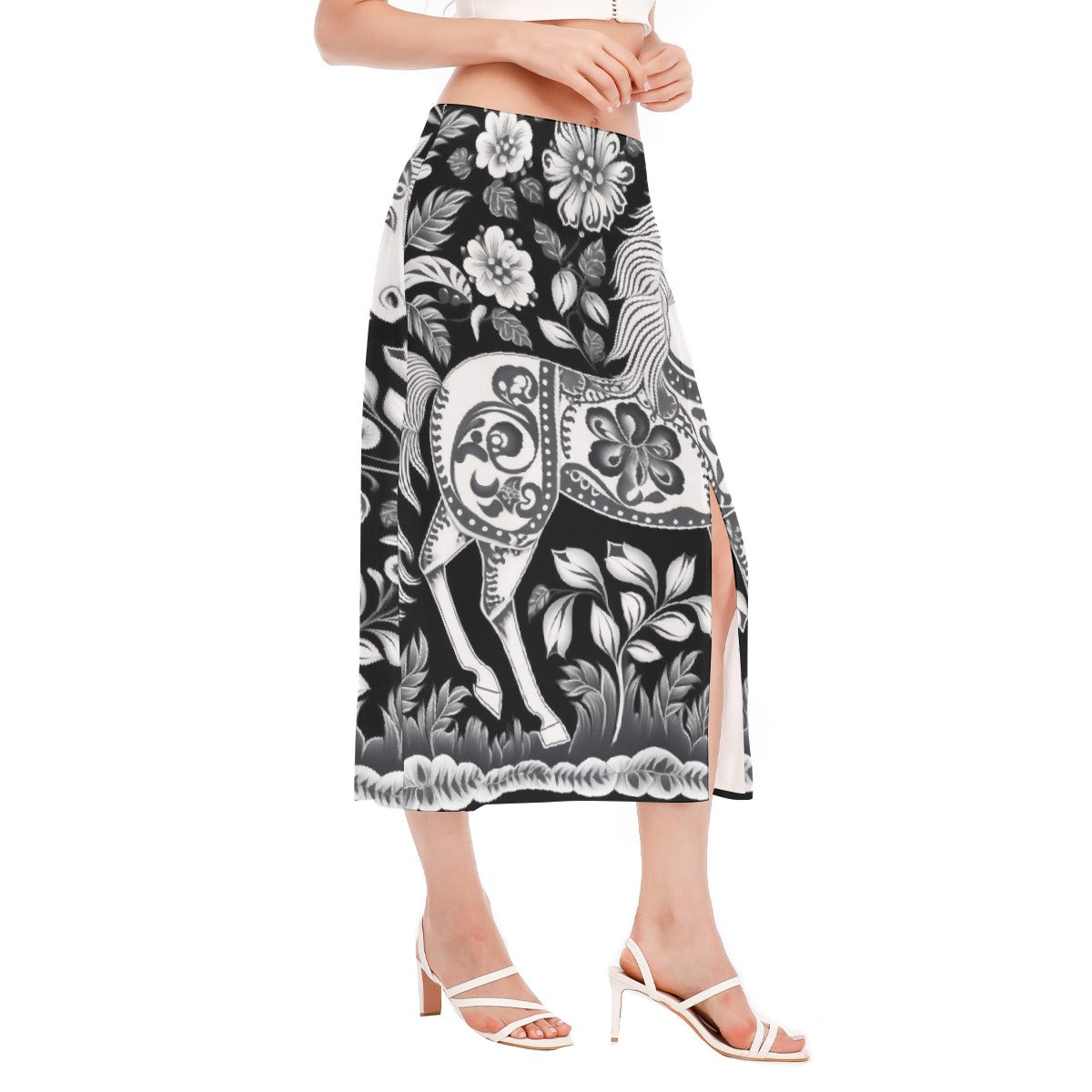 All-Over Print Women's High Slit Long Skirt