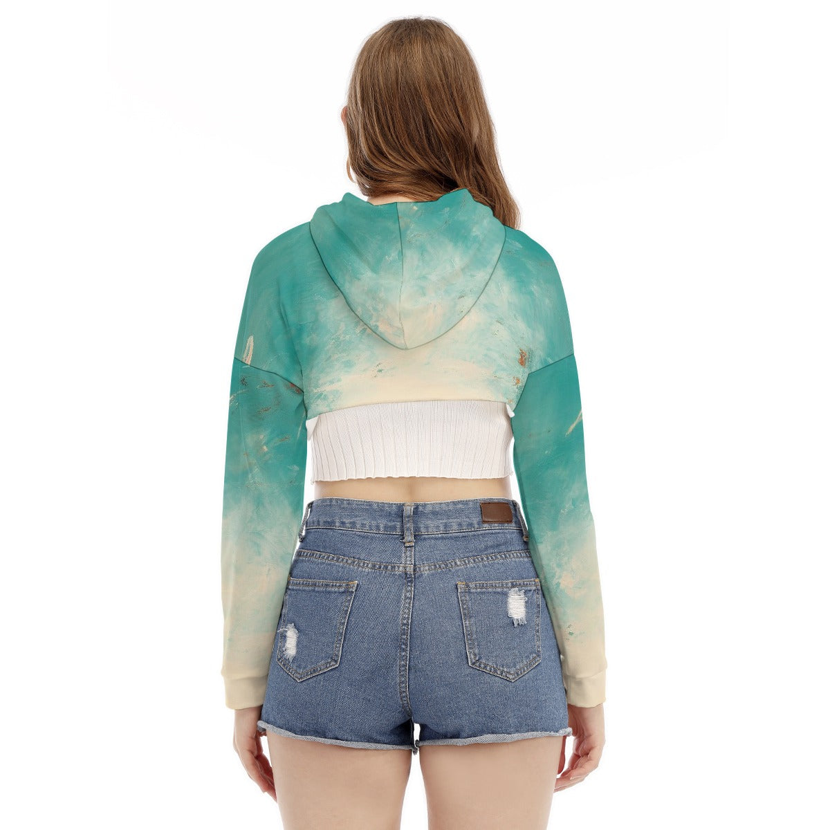 All-Over Print Women's Smock Short Hoodie With Long Sleeve