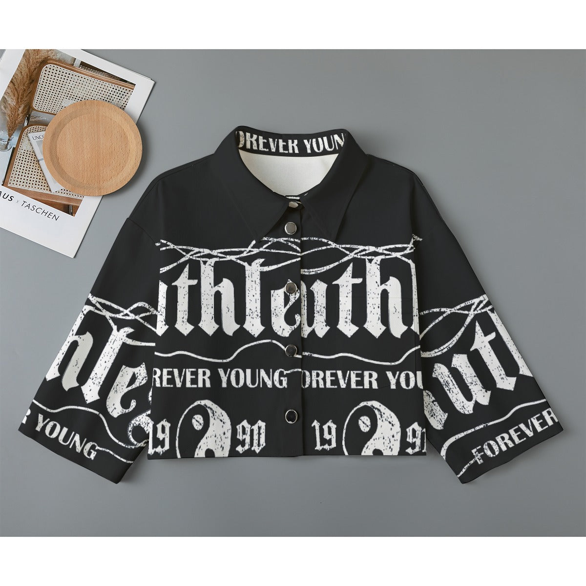 All-Over Print Women's Cropped Jacket | 245GSM Cotton