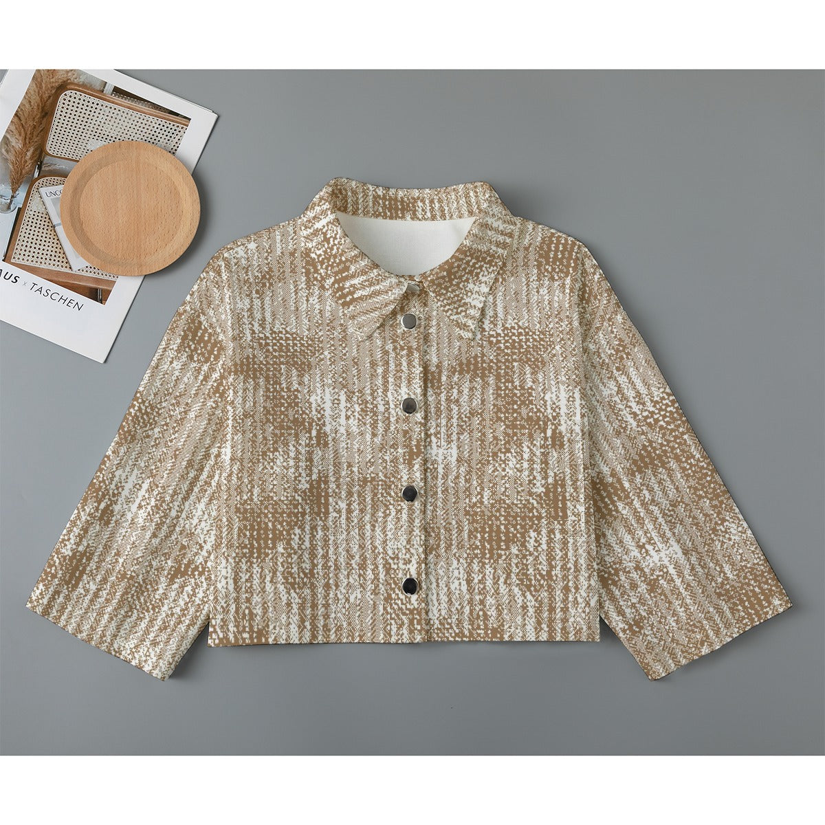 All-Over Print Women's Cropped Jacket | 245GSM Cotton