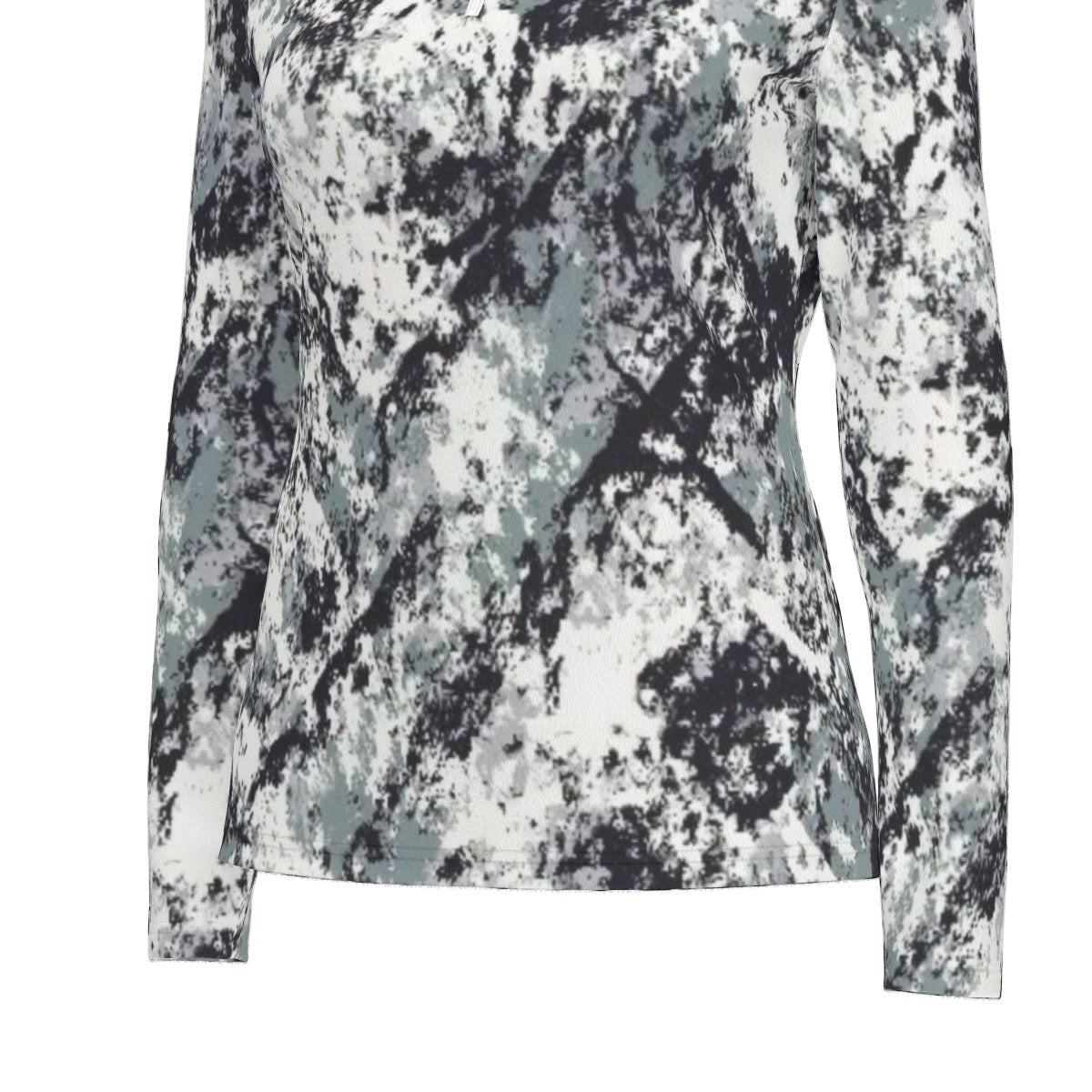 All-Over Print Women's Sports Collar Jersey With Long Sleeve