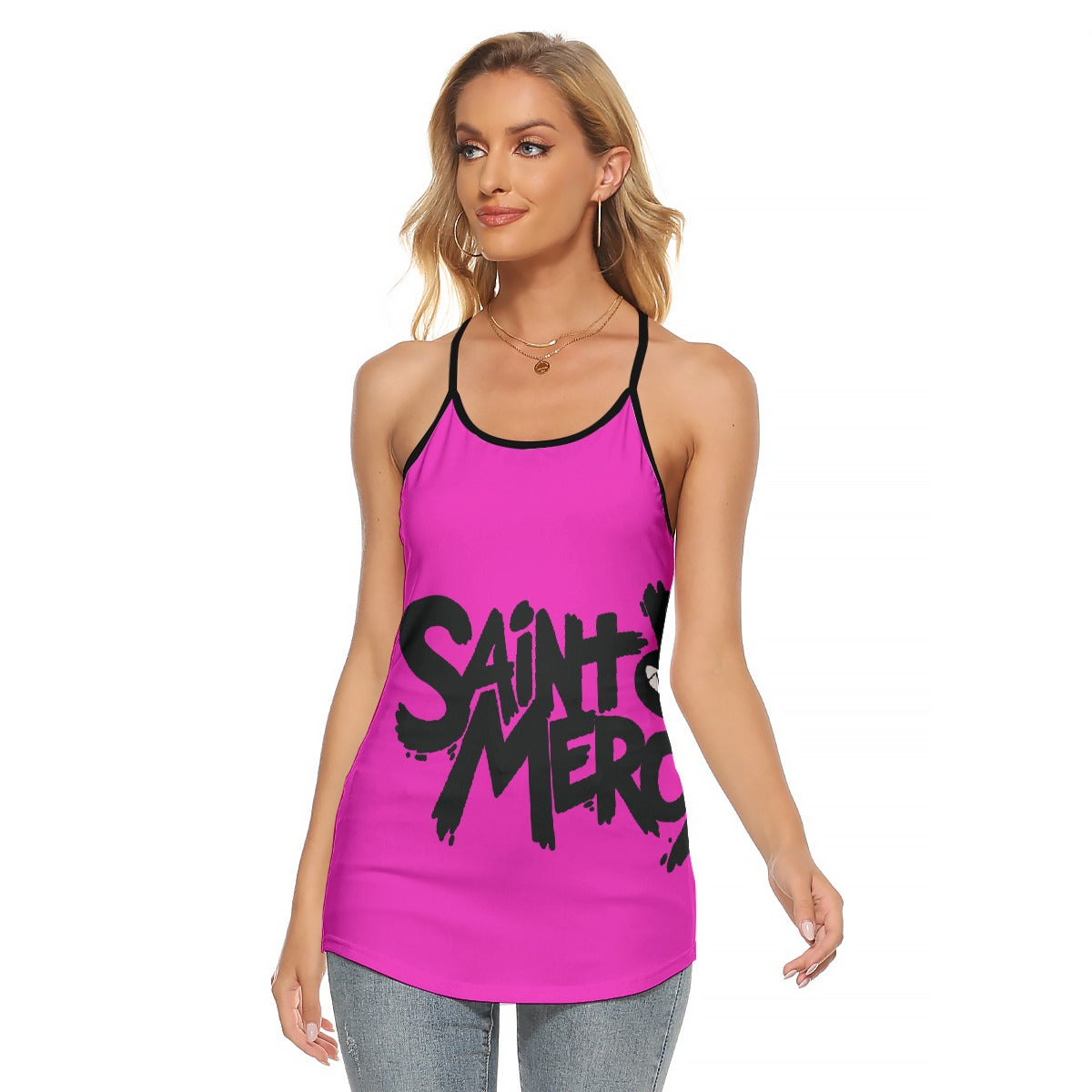 All-Over Print Women's Criss-Cross Open Back Tank Top