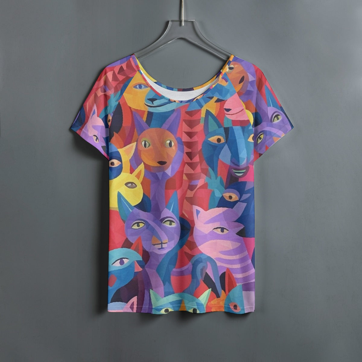 All-Over Print Women's Round Neck T-shirt With Raglan Sleeve