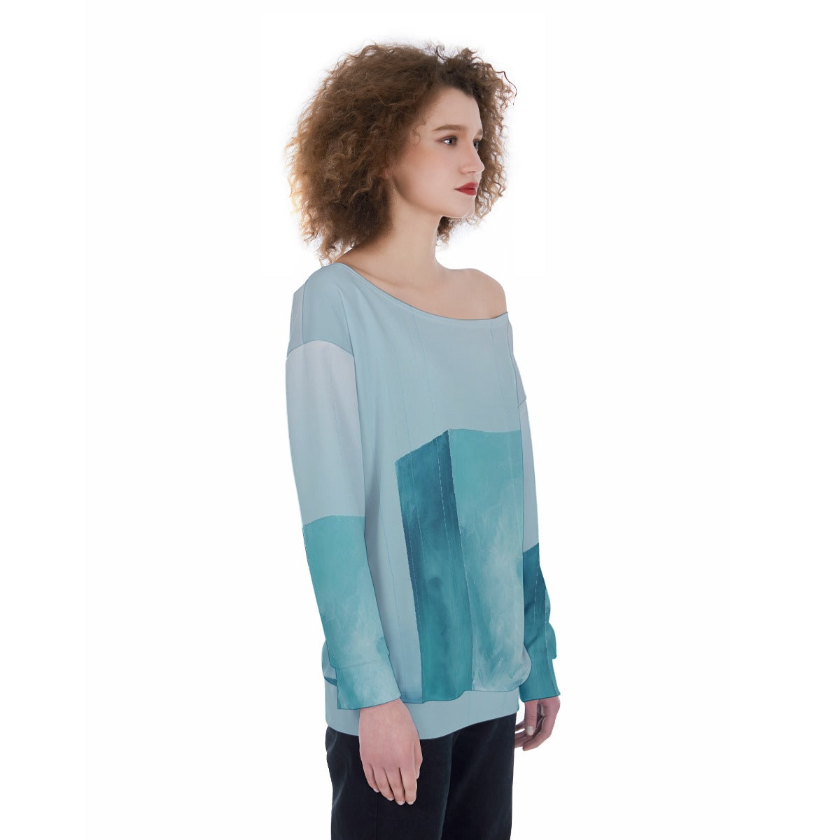 All-Over Print Oversized Women's Off-Shoulder Sweatshirt