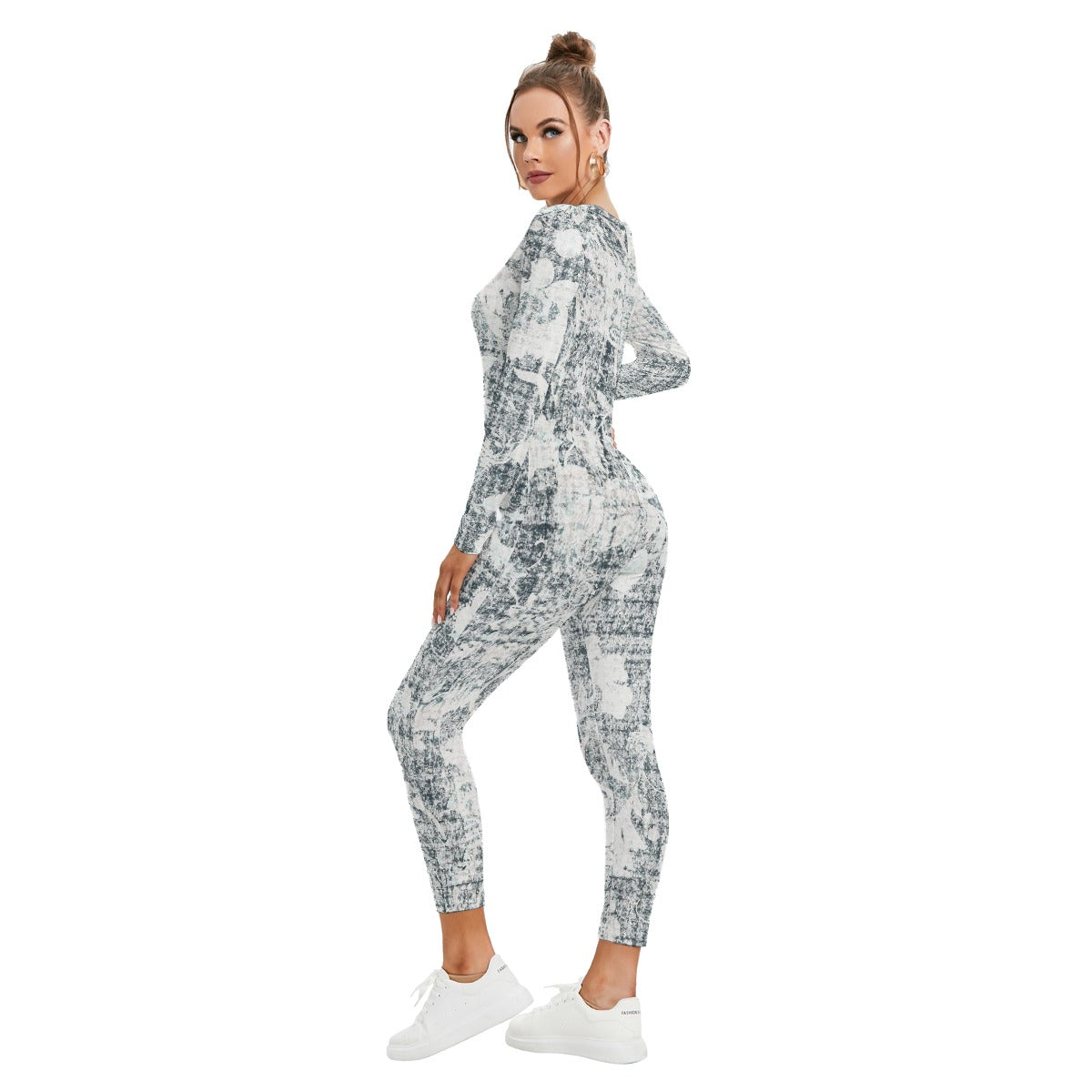All-Over Print Women's Plunging Neck Jumpsuit