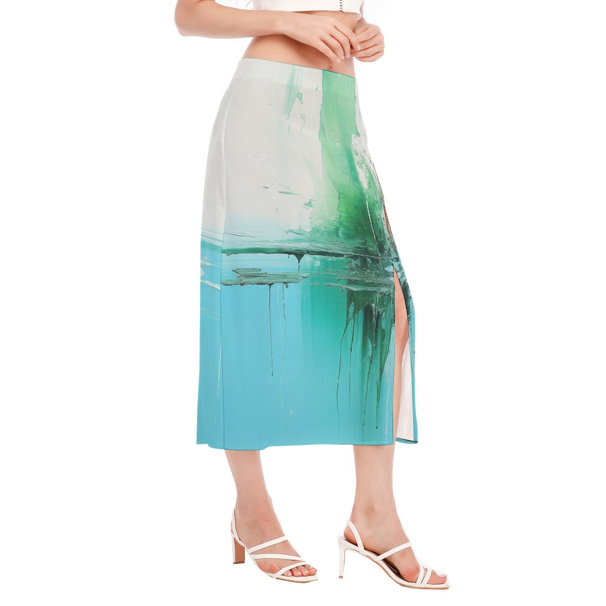 All-Over Print Women's High Slit Long Skirt