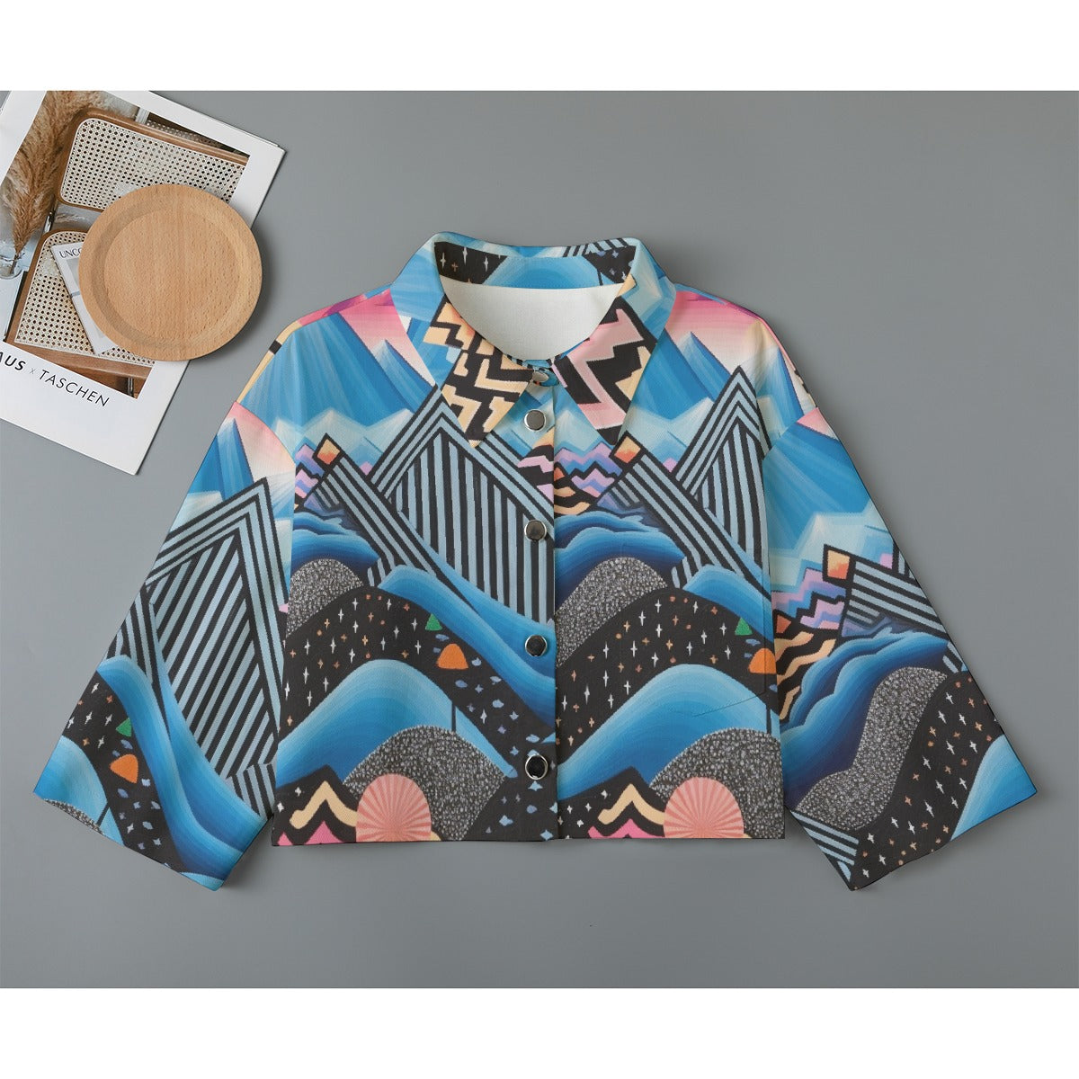 All-Over Print Women's Cropped Jacket | 245GSM Cotton