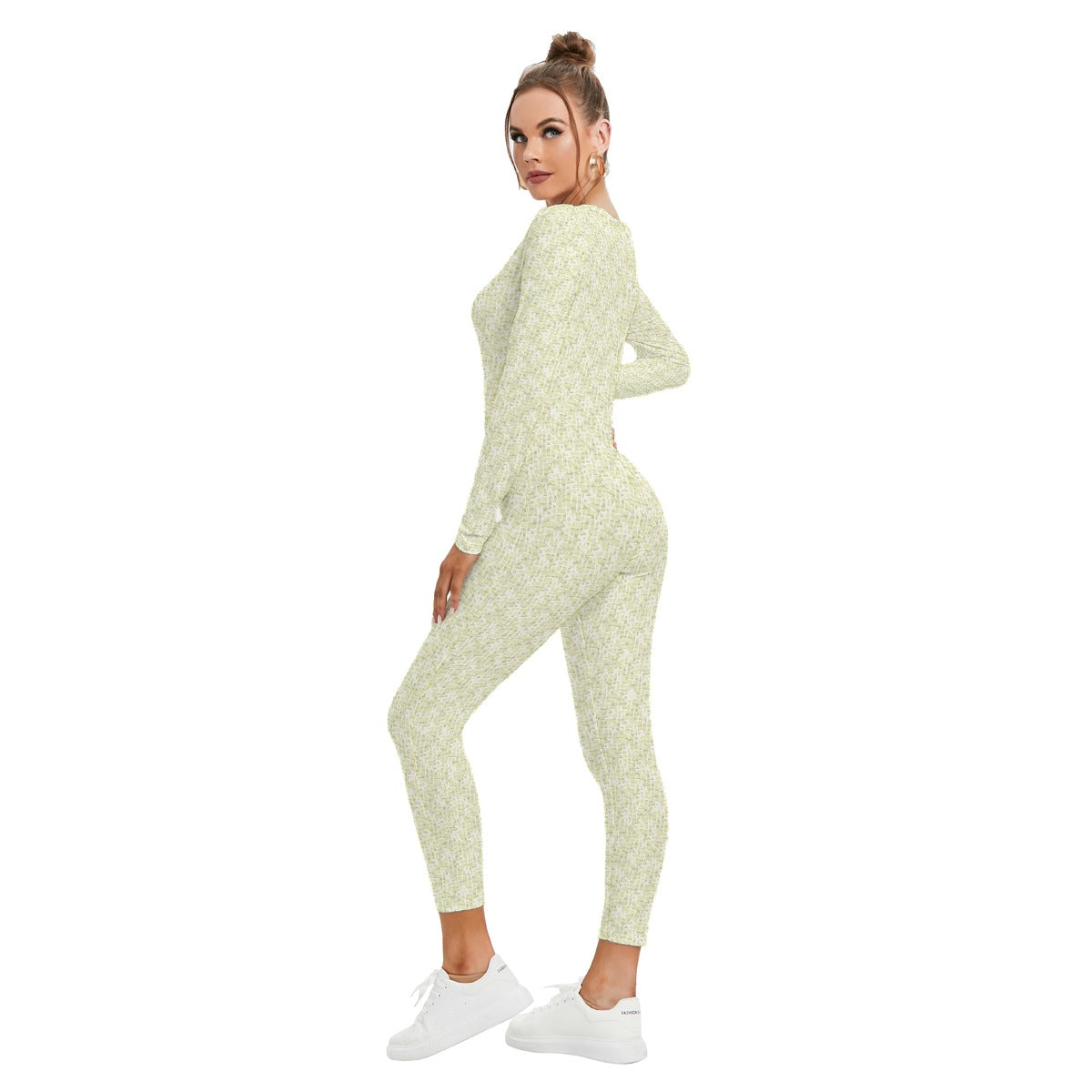All-Over Print Women's Plunging Neck Jumpsuit