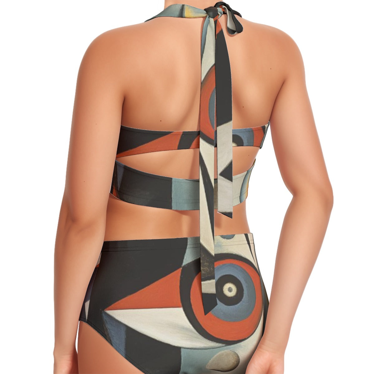 All-Over Print Women's Swimsuit Set With Halter