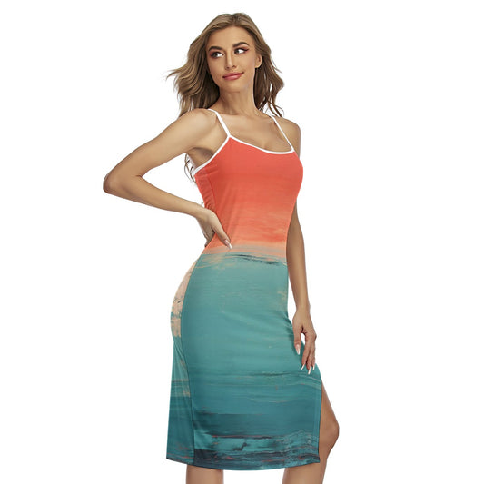 All-Over Print Women's Back Cross Cami Dress