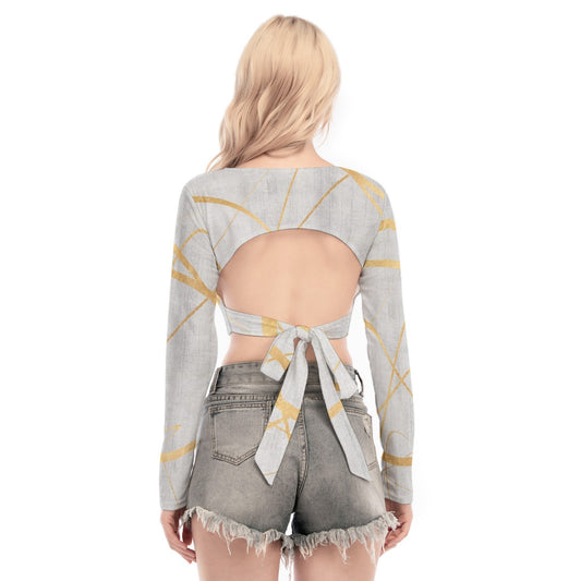 All-Over Print Women's Back Hollow T-shirt With Strap