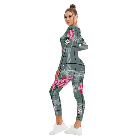 All-Over Print Women's Plunging Neck Jumpsuit