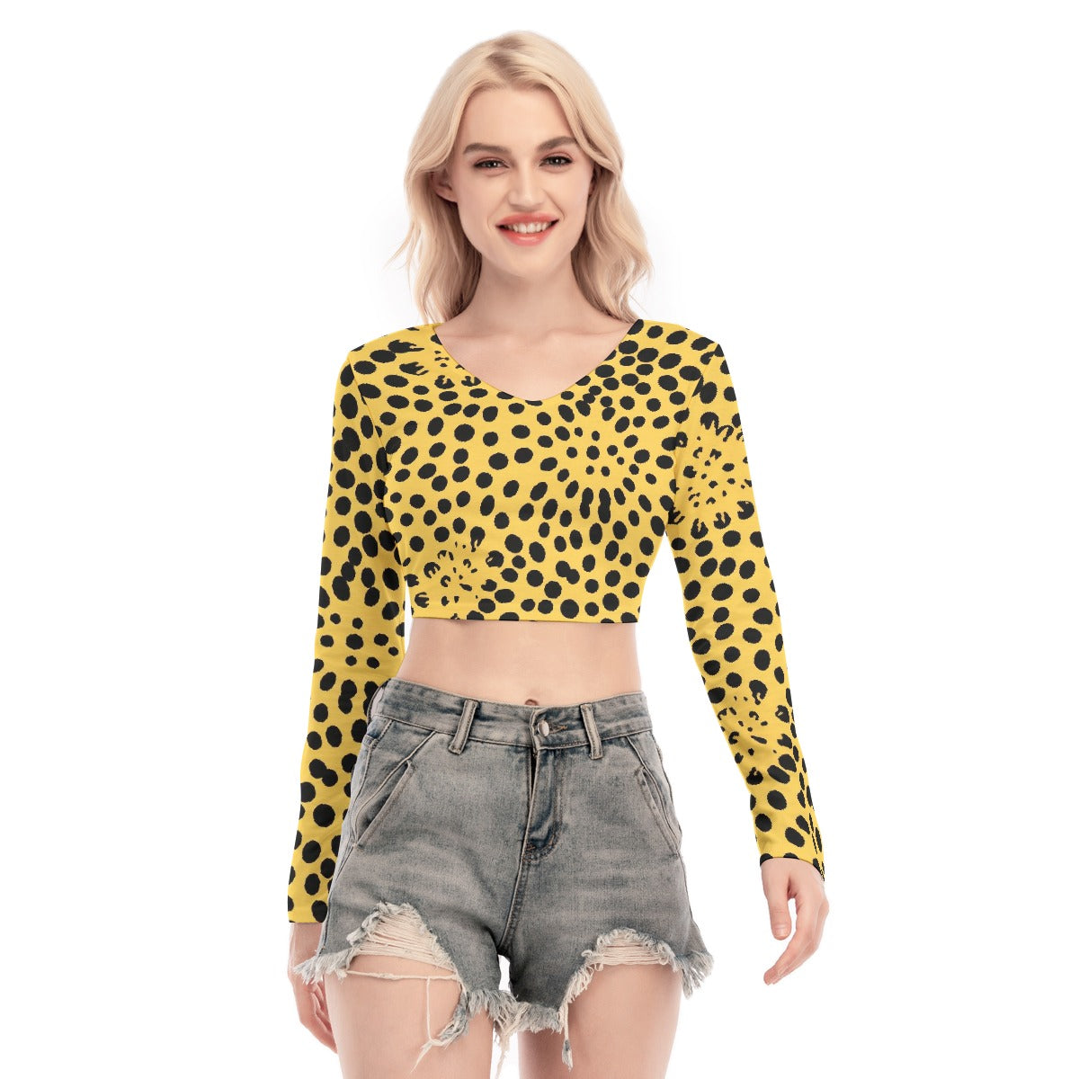 All-Over Print Women's Back Hollow T-shirt With Strap