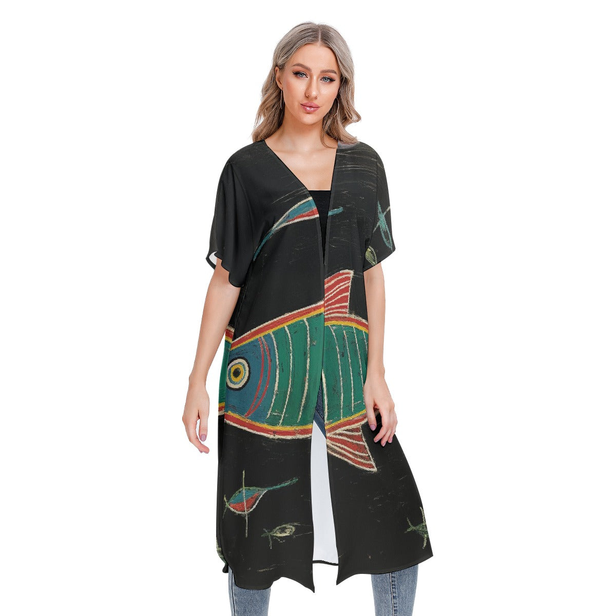 All-Over Print Women's Short Sleeve Cardigan