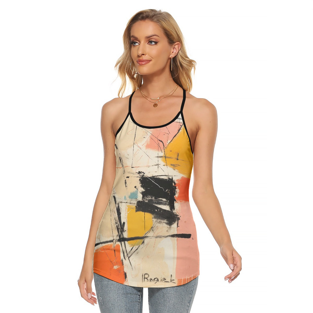 All-Over Print Women's Criss-Cross Open Back Tank Top