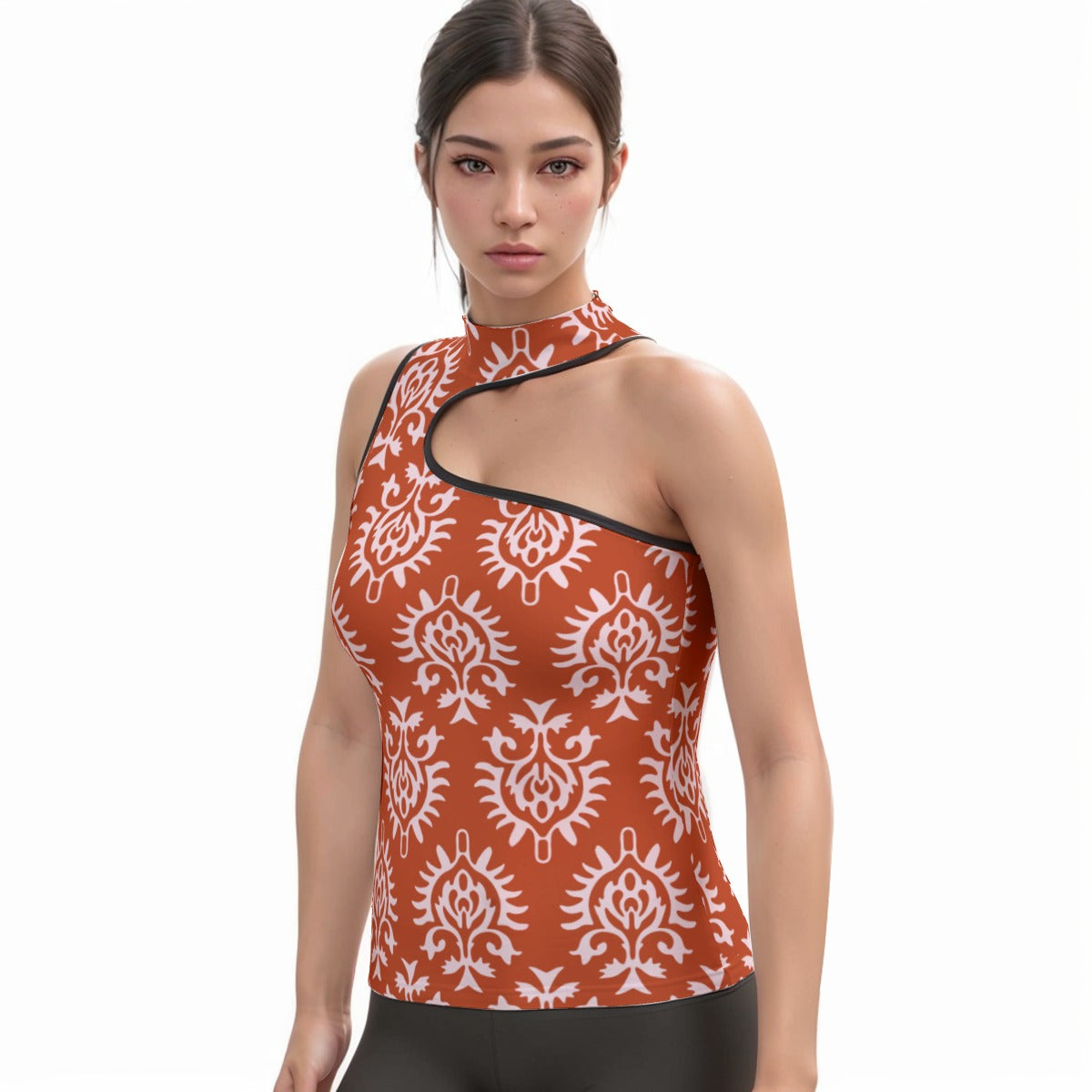 All-Over Print Women's Halter Sleeveless Asymmetrical Tank Top