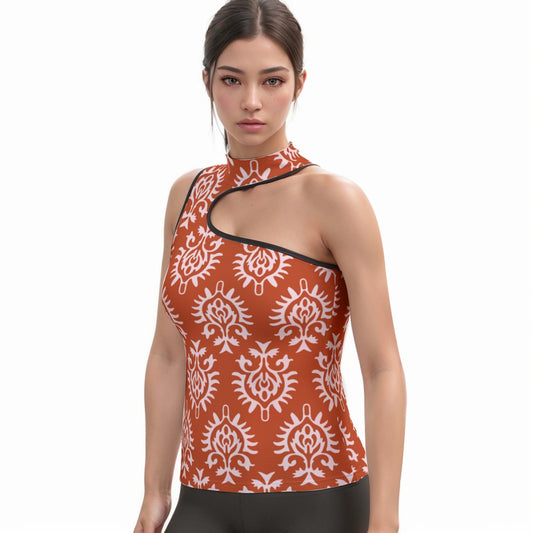 All-Over Print Women's Halter Sleeveless Asymmetrical Tank Top