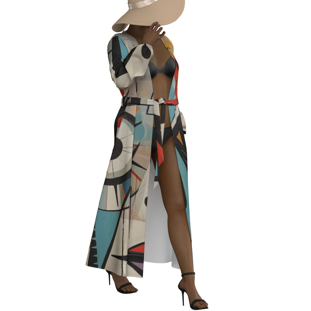 All-Over Print Women's Lace-up Chiffon Robe