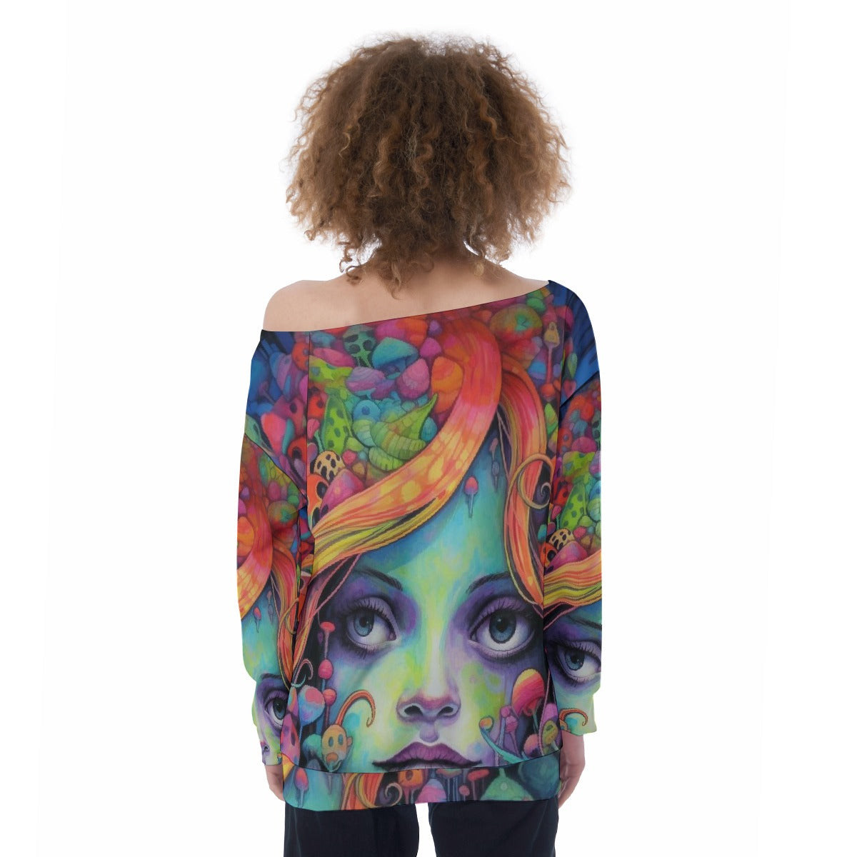 All-Over Print Oversized Women's Off-Shoulder Sweatshirt