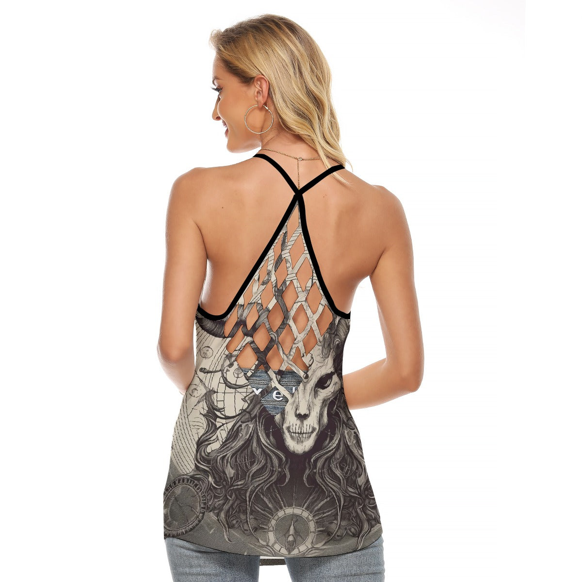 All-Over Print Women's Criss-Cross Open Back Tank Top
