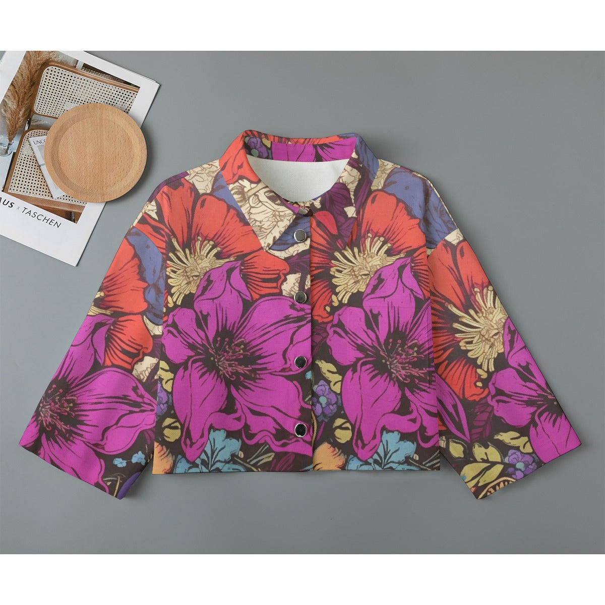 All-Over Print Women's Cropped Jacket | 245GSM Cotton