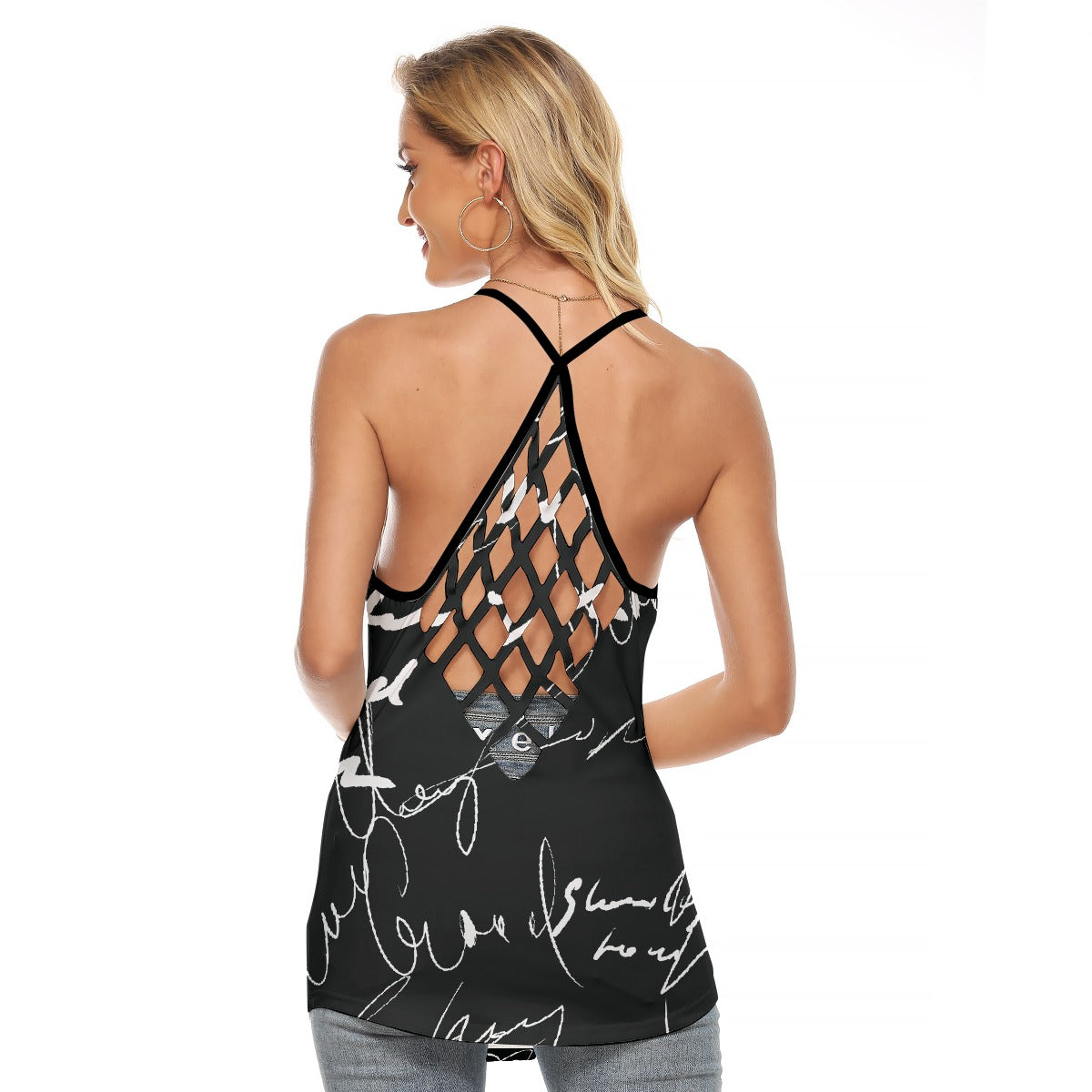 All-Over Print Women's Criss-Cross Open Back Tank Top