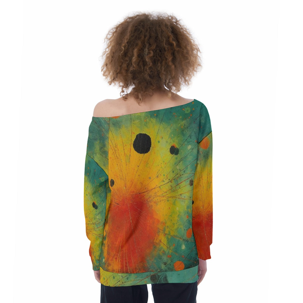 All-Over Print Oversized Women's Off-Shoulder Sweatshirt