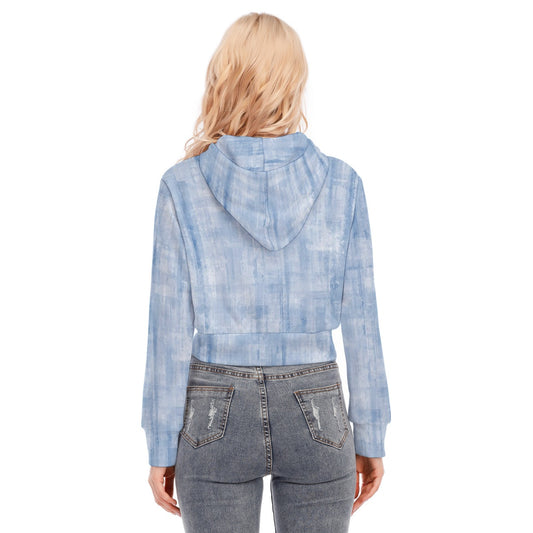 All-Over Print Women's Crop Top Hoodie With Zipper Closure