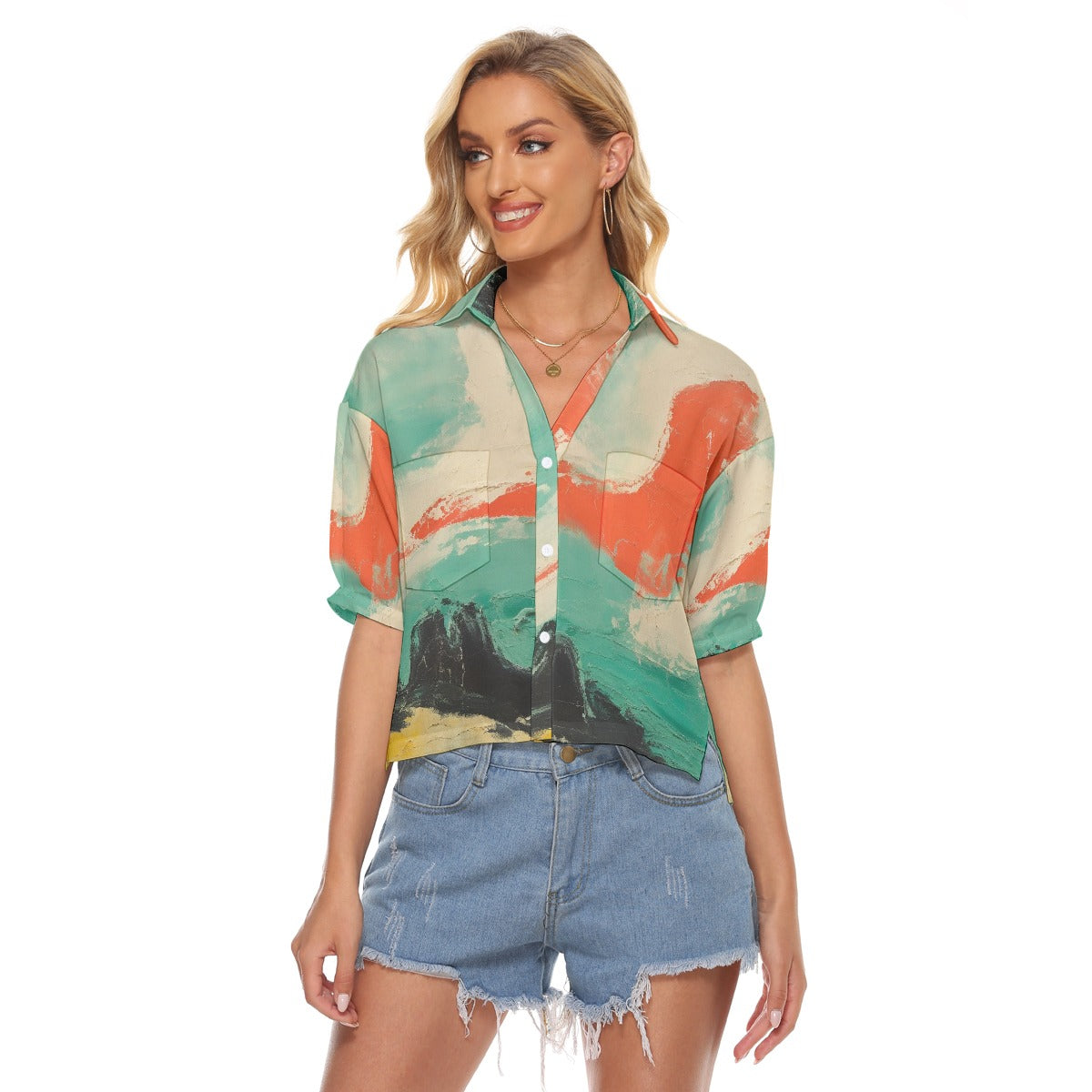 All-Over Print Women's V-neck Shirts