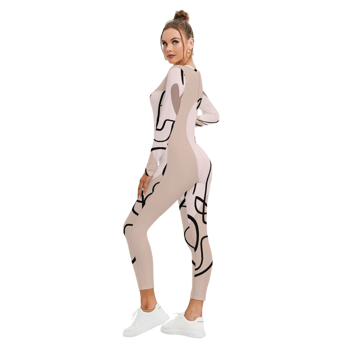 All-Over Print Women's Plunging Neck Jumpsuit