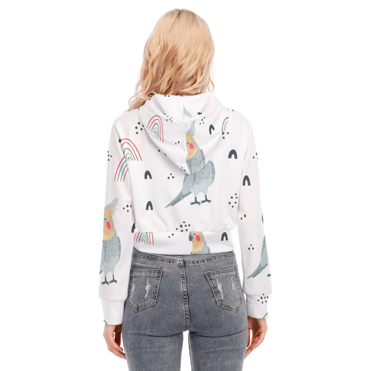 All-Over Print Women's Crop Top Hoodie With Zipper Closure
