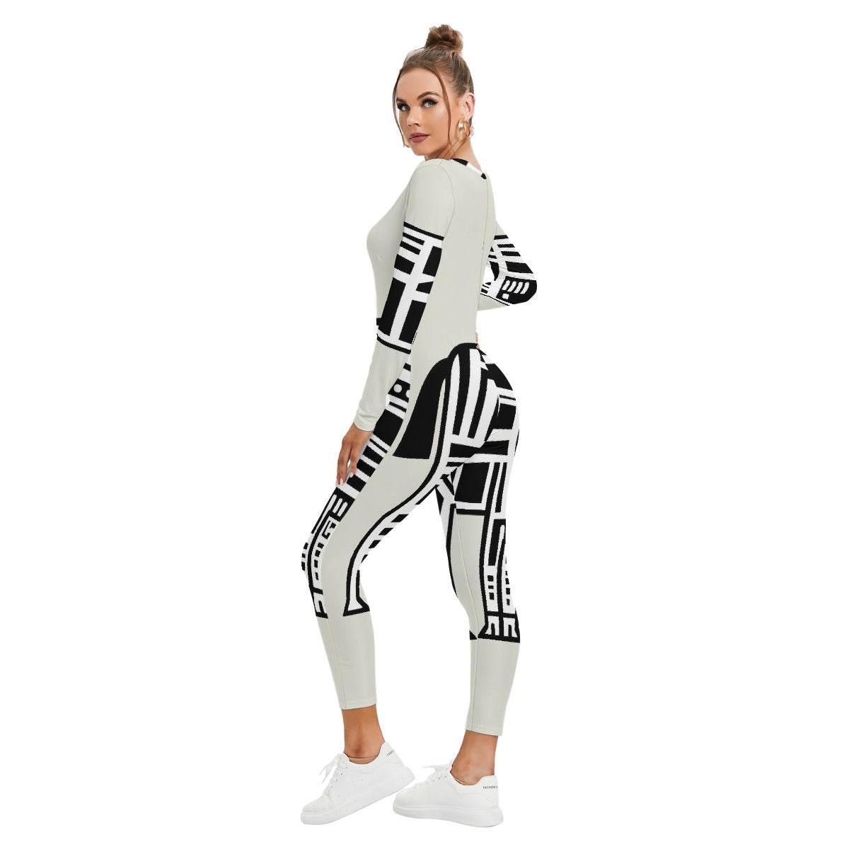 All-Over Print Women's Plunging Neck Jumpsuit