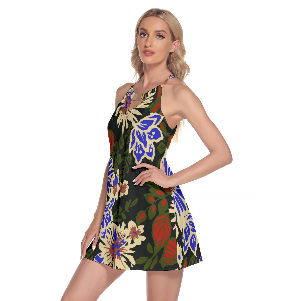 All-Over Print Women's Round Neck Above Knee Dress