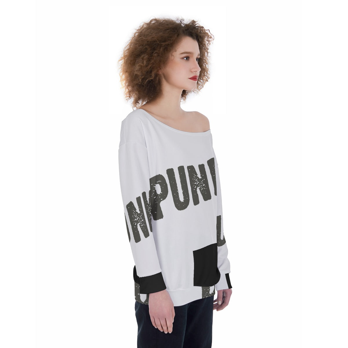 All-Over Print Oversized Women's Off-Shoulder Sweatshirt