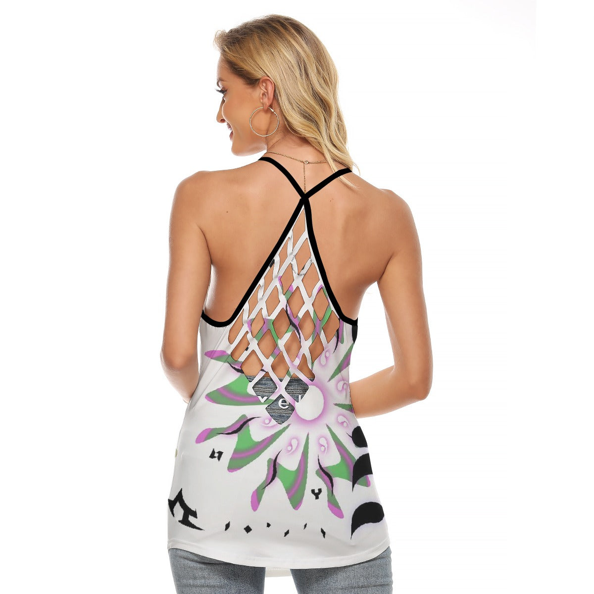 All-Over Print Women's Criss-Cross Open Back Tank Top