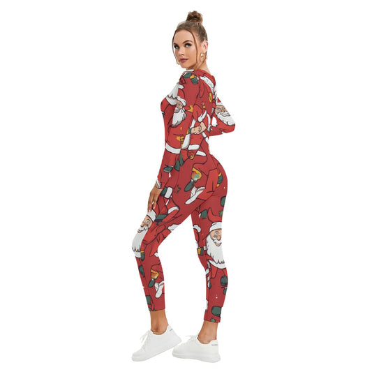 All-Over Print Women's Plunging Neck Jumpsuit