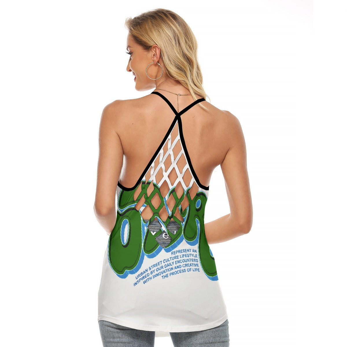All-Over Print Women's Criss-Cross Open Back Tank Top