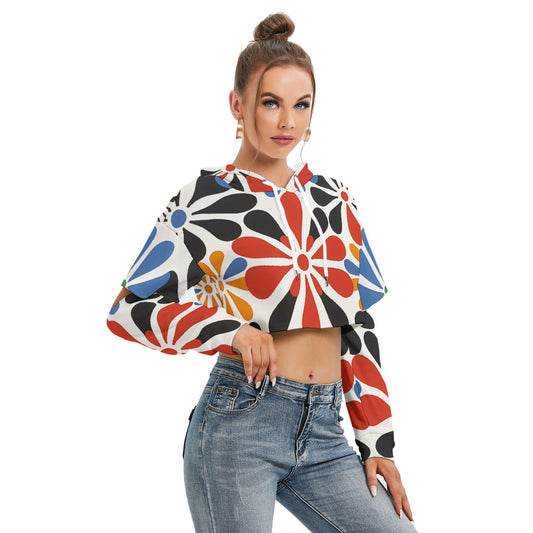All-Over Print Women's Heavy Fleece Hoodie With Hollow Out Sleeve