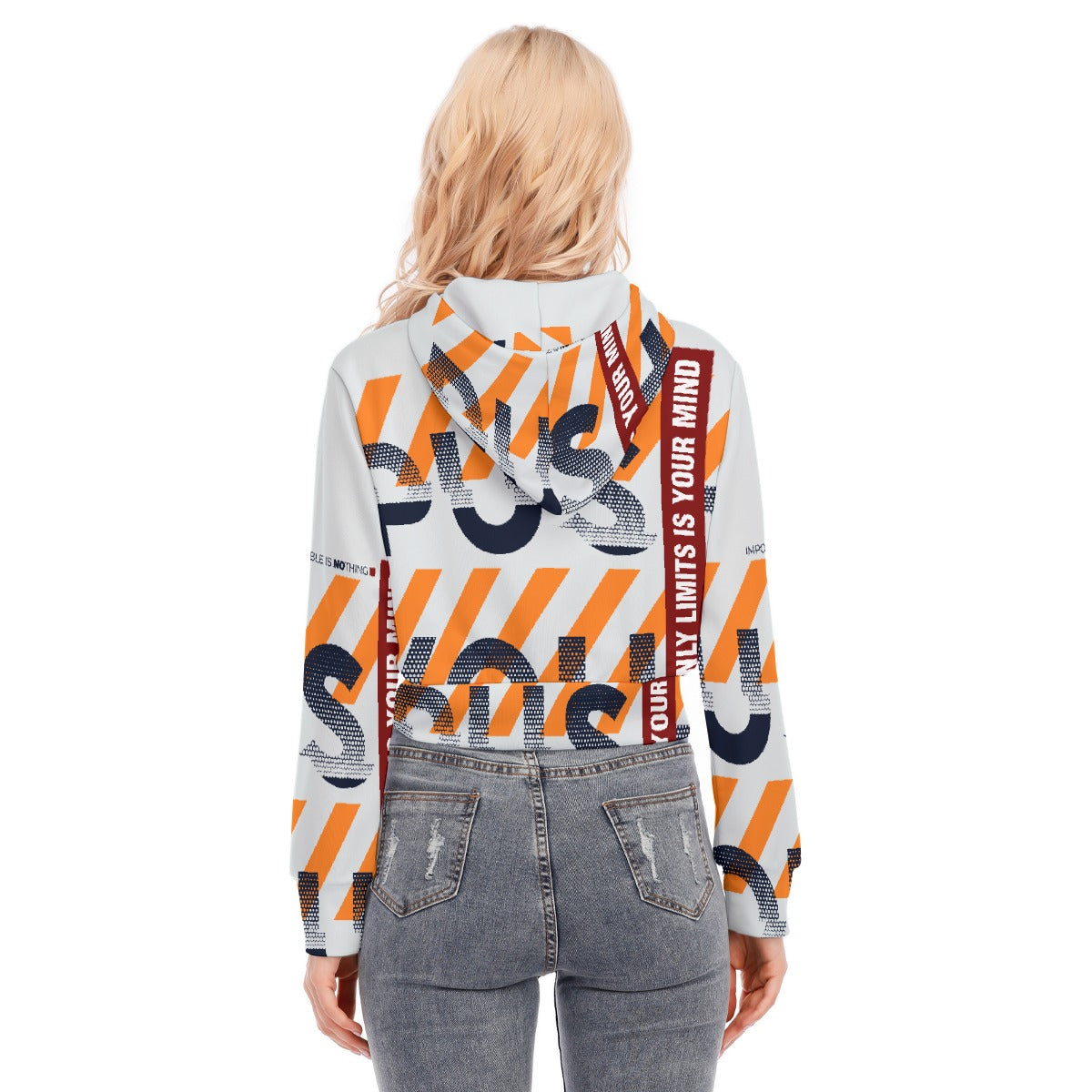 All-Over Print Women's Crop Top Hoodie With Zipper Closure