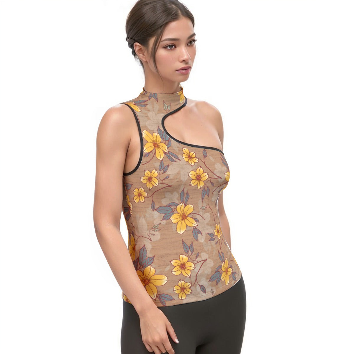 All-Over Print Women's Halter Sleeveless Asymmetrical Tank Top