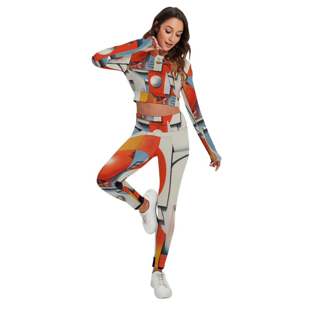 All-Over Print Women's Sport Set With Backless Top And Leggings