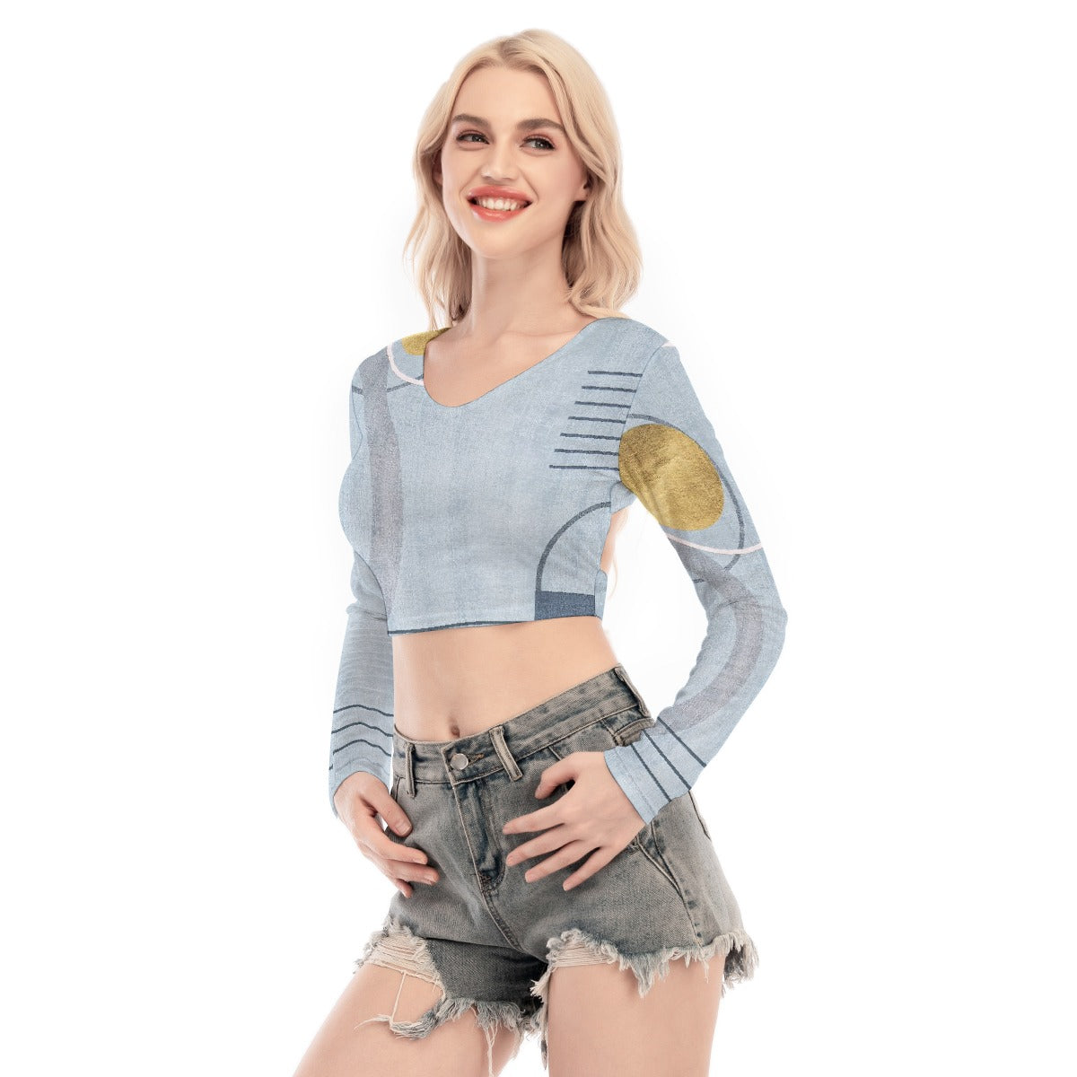 All-Over Print Women's Back Hollow T-shirt With Strap