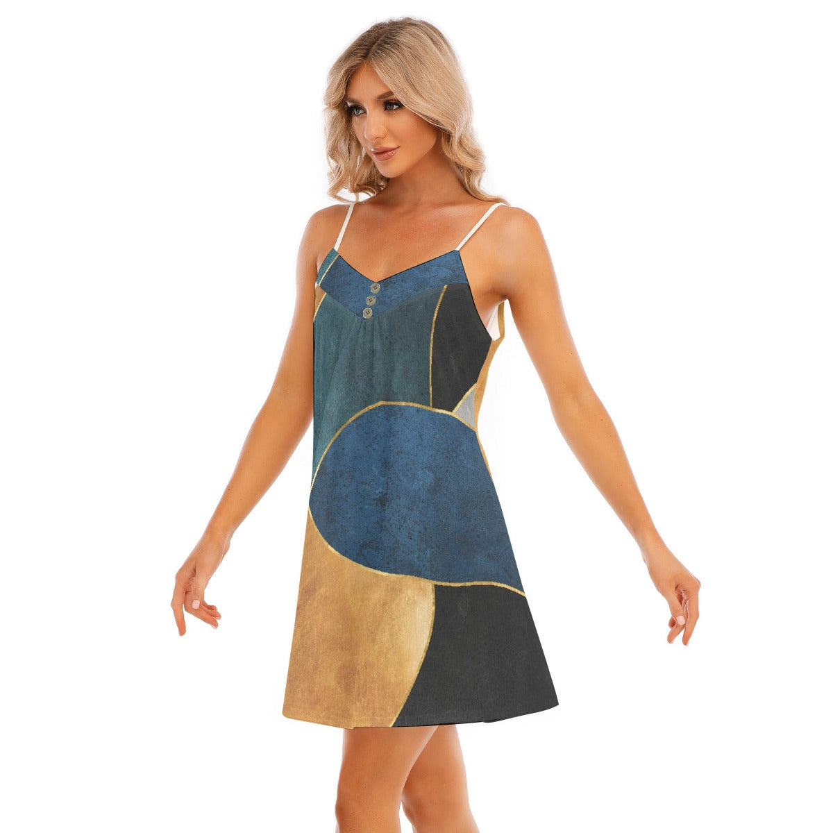 All-Over Print Women's V-neck Cami Dress