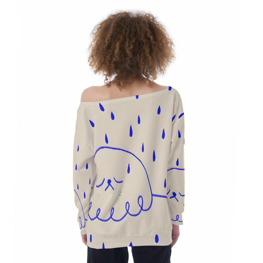 All-Over Print Oversized Women's Off-Shoulder Sweatshirt