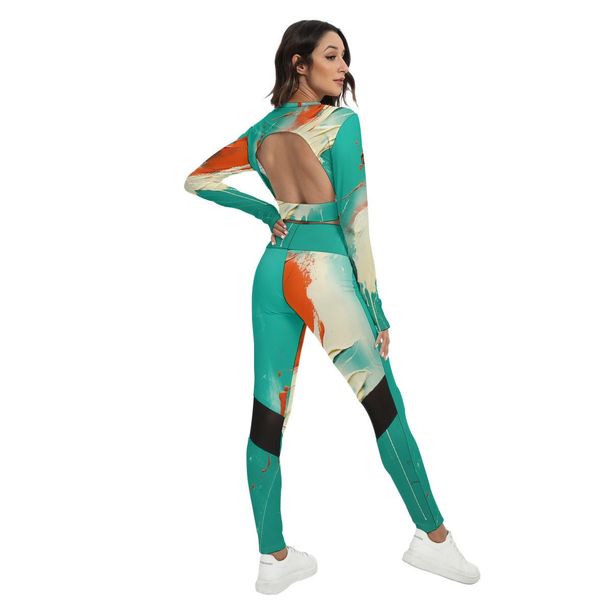 All-Over Print Women's Sport Set With Backless Top And Leggings