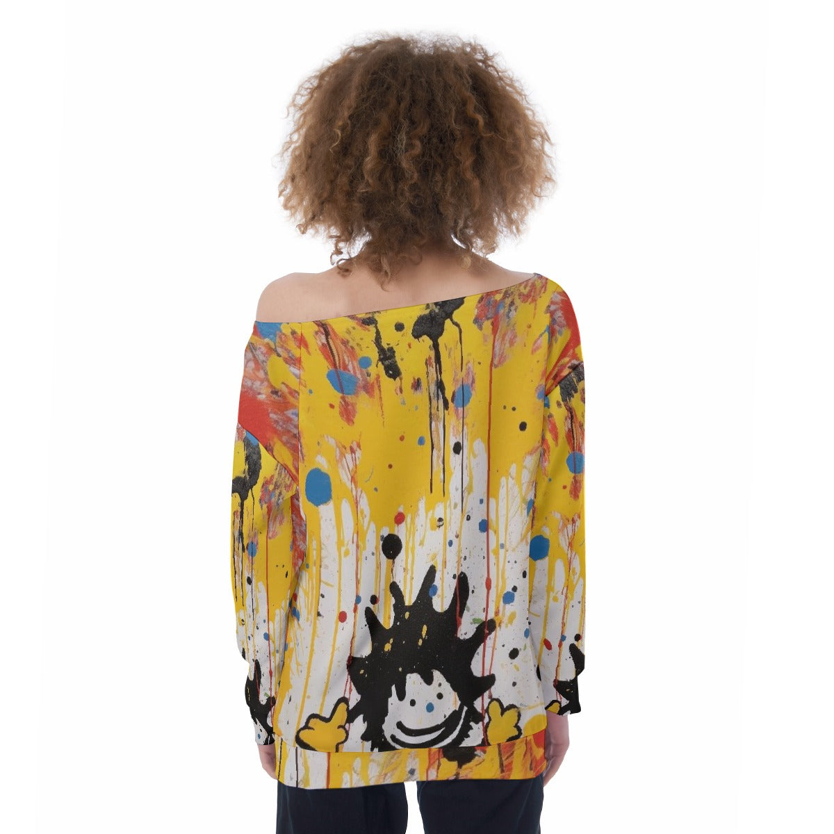 All-Over Print Oversized Women's Off-Shoulder Sweatshirt