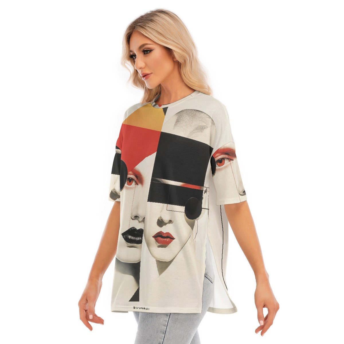 All-Over Print Women's Short Sleeves T-shirt With Hem Split