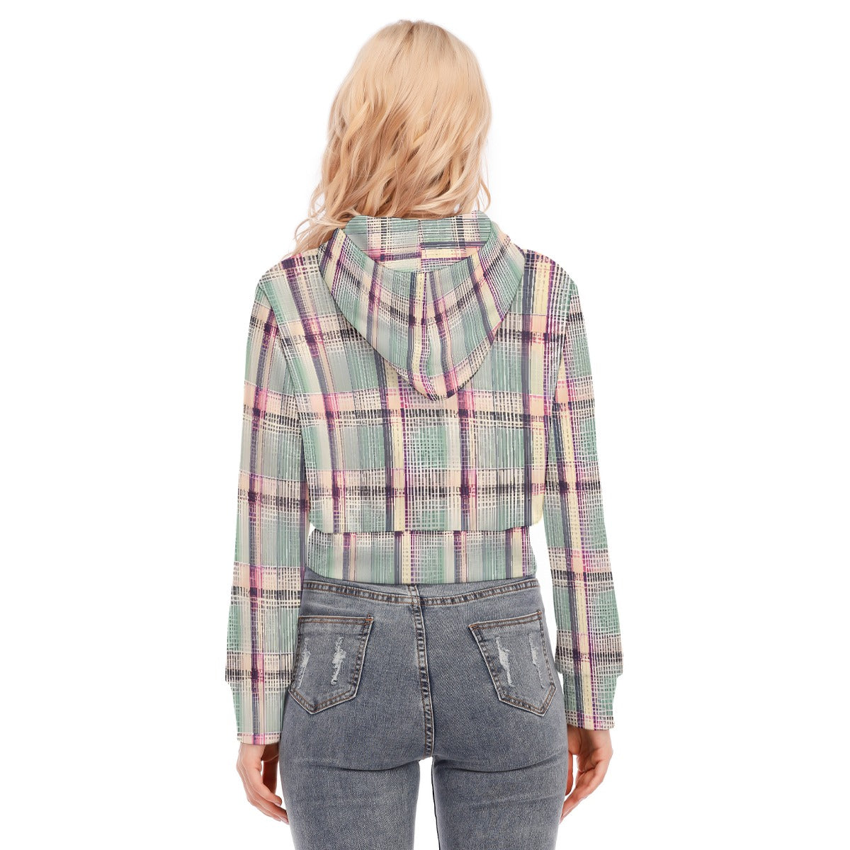 All-Over Print Women's Crop Top Hoodie With Zipper Closure