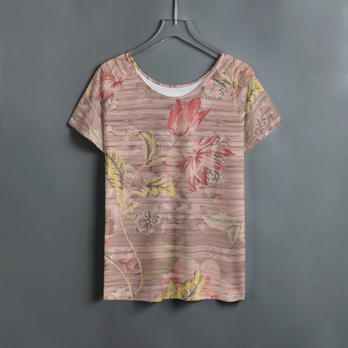 All-Over Print Women's Round Neck T-shirt With Raglan Sleeve