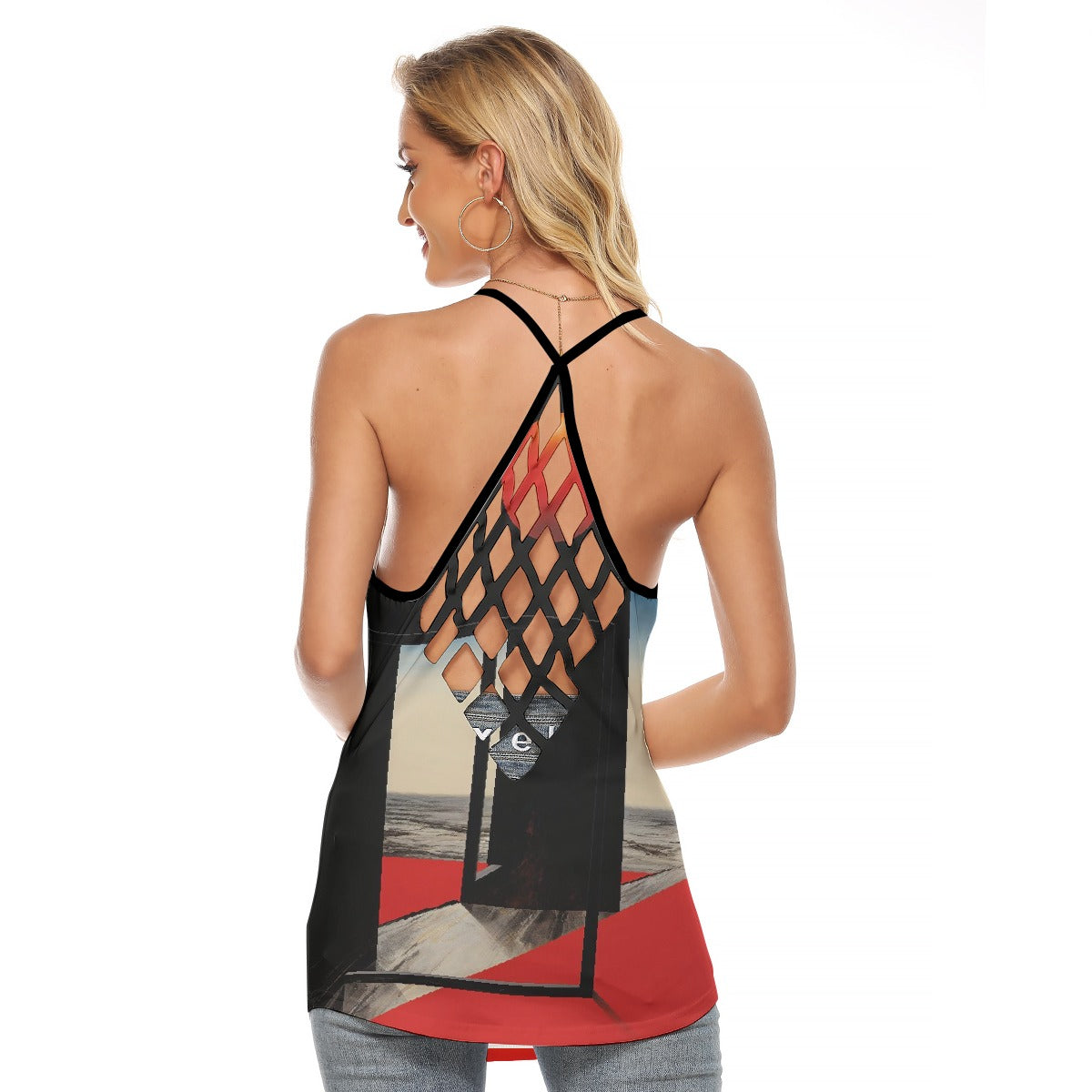 All-Over Print Women's Criss-Cross Open Back Tank Top